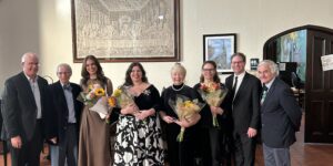 Performers (left to right): Steven Minkler, piano (and emcee) Robert Havery, piano Larissa Davidowitz, soprano Ariana Keller, soprano Thirzah Bendokas, 'cello Janet Rosen, oboe Jason Fontaine, piano Henry Church, piano