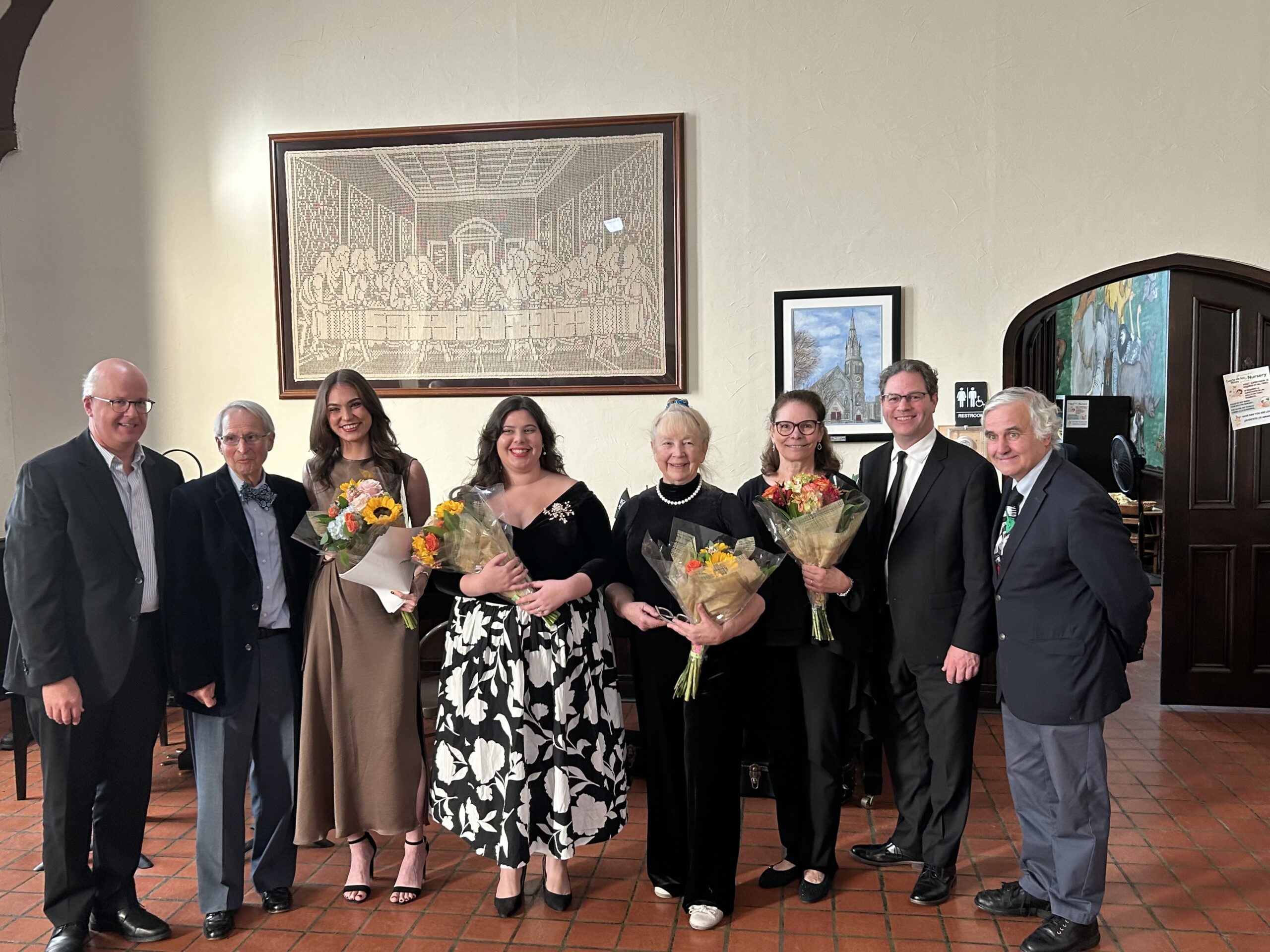 Perfect Pairings Concert, October 2025 -- Performers (left to right): Steven Minkler, piano (and emcee) Robert Havery, piano Larissa Davidowitz, soprano Ariana Keller, soprano Thirzah Bendokas, 'cello Janet Rosen, oboe Jason Fontaine, piano Henry Church, piano